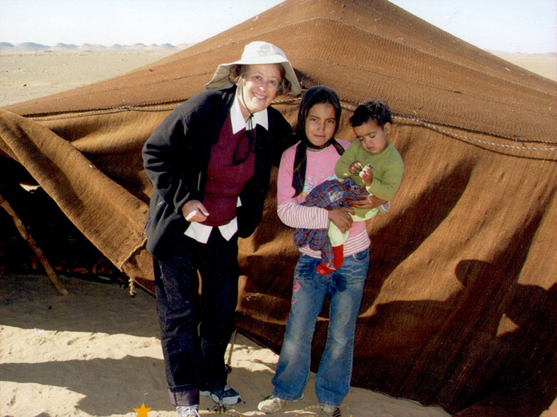 Janice Jensen in Morocco Sahara Desert with Children