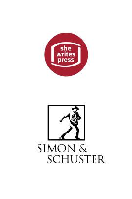 Logos for Simon & Schuster and She Writes Press